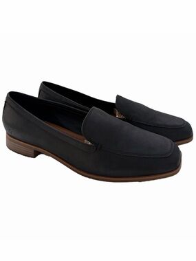 Lucky Brand Laurien Black Size 10 Loafer Leather Stacked Heel EUC